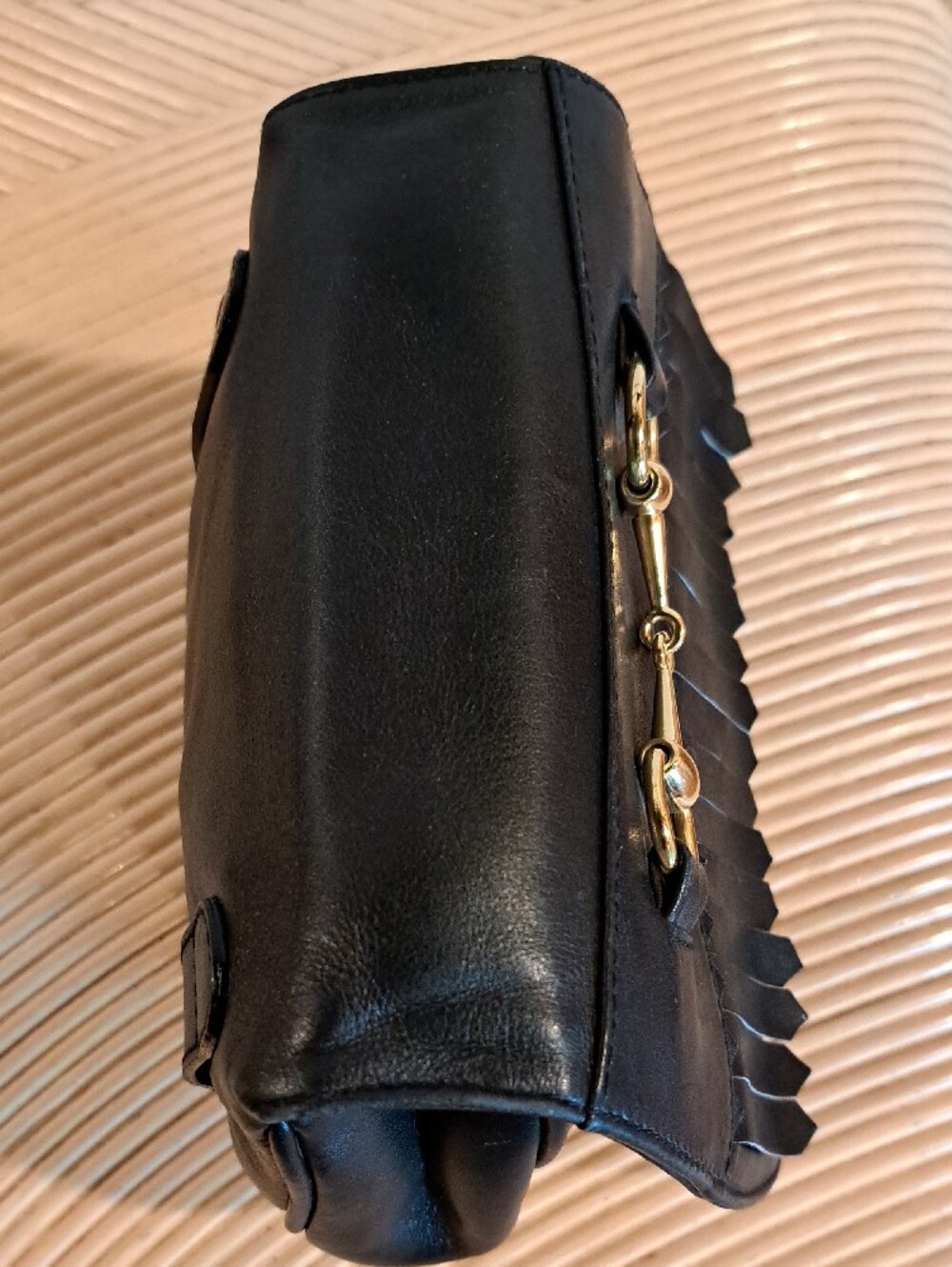 Gucci Vintage Black Calfskin Horsebit Belt Bag with Fringe - Picture 7 of 11